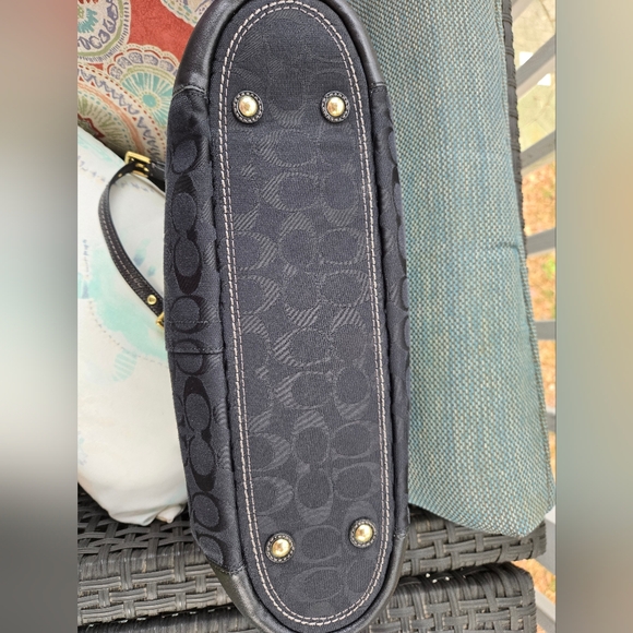 Coach Black Tote with Leather & Gold Accents - Picture 4 of 10